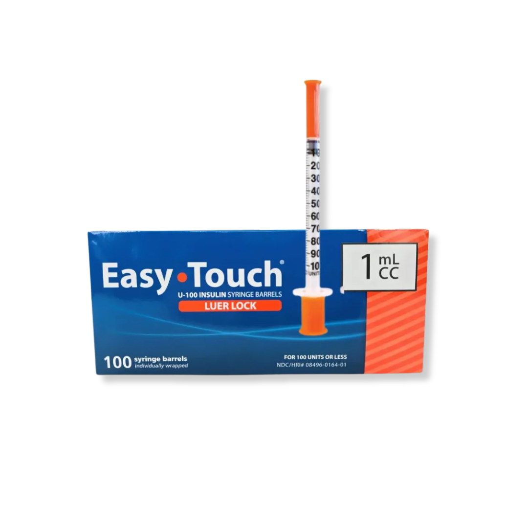 MHC - Easy Touch 1mL cc Insulin Syringe Barrels w/ Luer Lock Box of 100